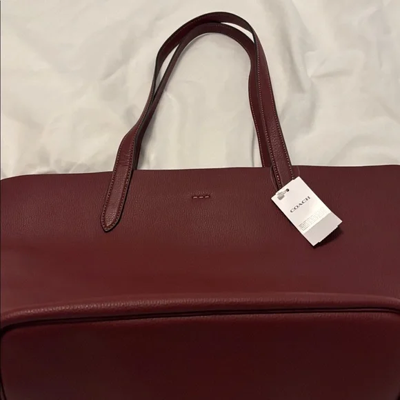 Coach CC050 Pebble Leather Cameron Large shopper Tote Shoulder Bag Burgandy NWT - Picture 10 of 12